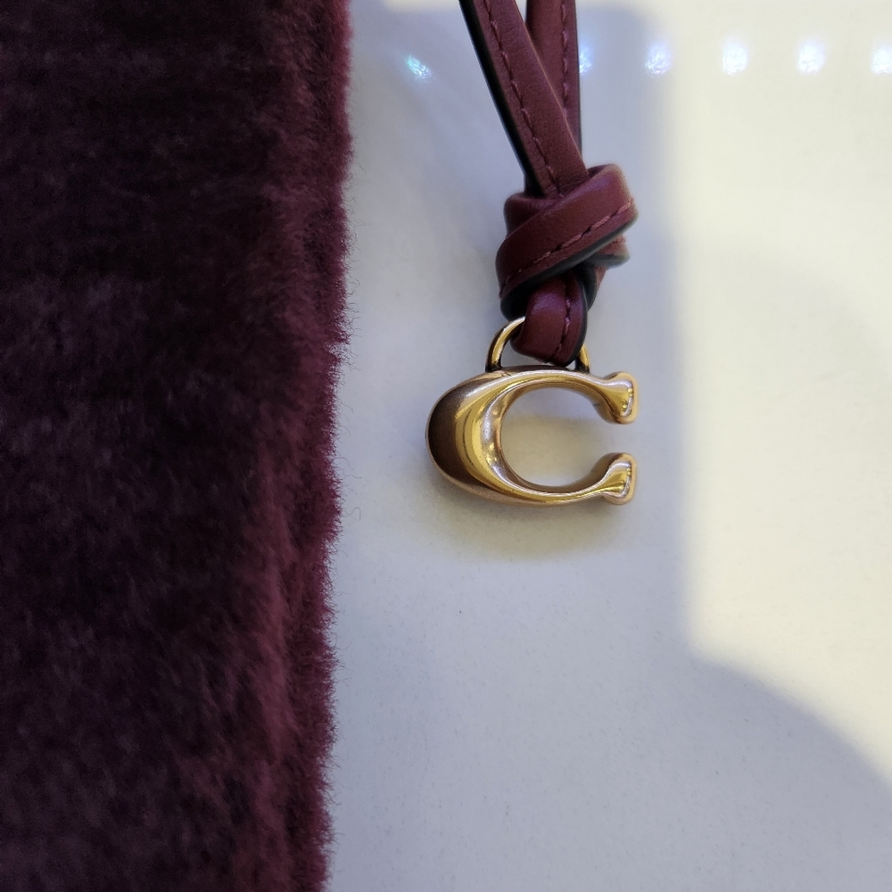 NWT Coach Drawstring Shearling Crossbody Pouch Bag #CE759 Wine - Picture 4 of 6